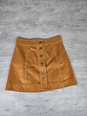 Madewell Rust Brown Button-Front A-Line Skirt